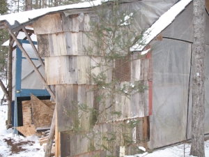 Using Old Boards As Shakes - Outside View.