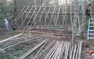 Woodshed skeleton almost completed.