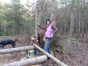 Jess and Alex putting up the first vertical.