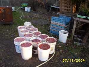 Buckets of slurry